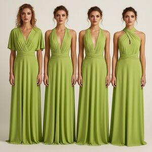 NWT LiME CREAM Pistachio Goddess Grecian Infinity Convertible DRESS One Size